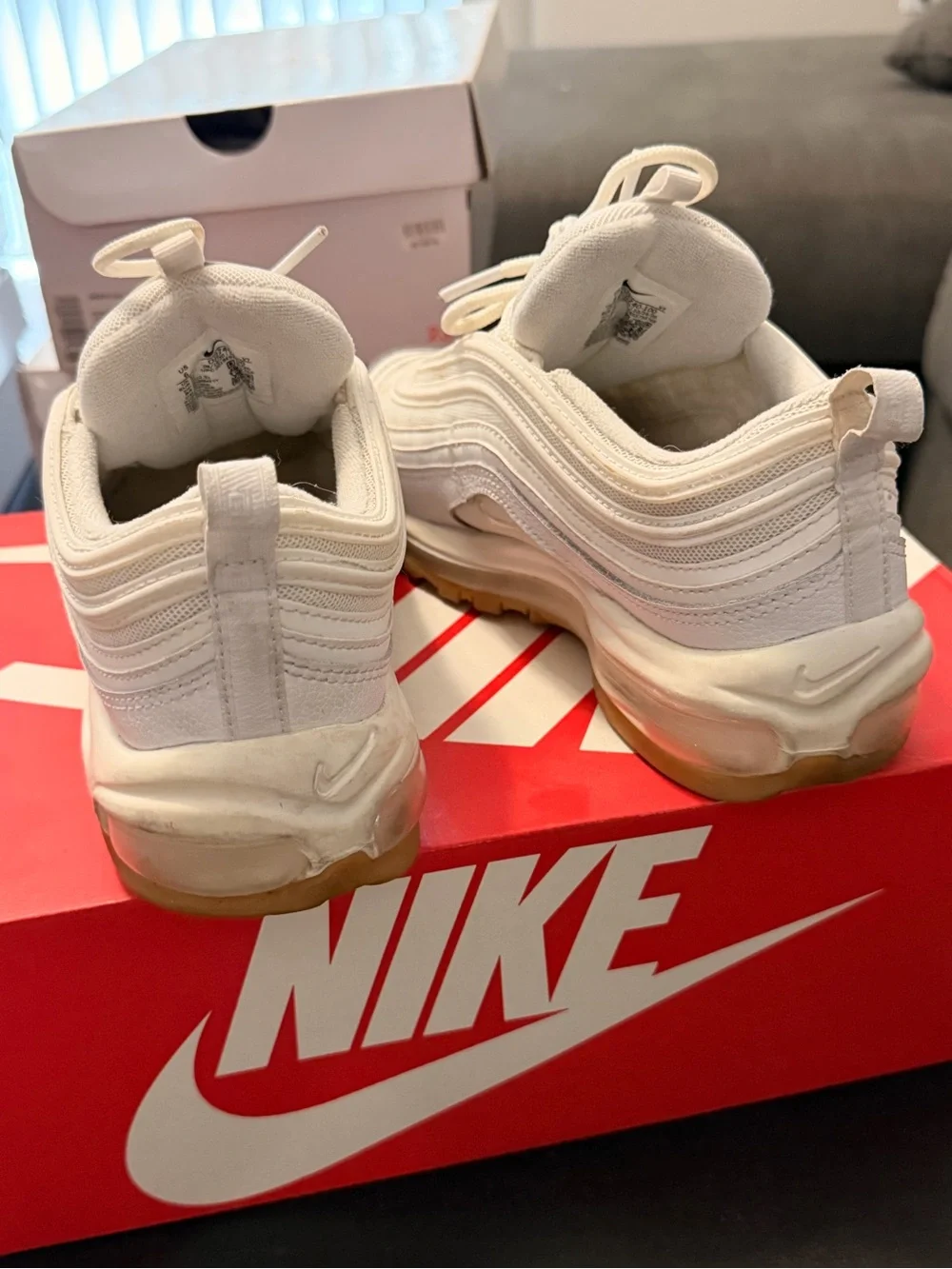 Nike Air Max 97 Low-Top Sneakers in Cream with Gum Sole